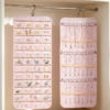 Pink 48-Pocket 21-Hook Oxford-Fabric Double-Sided Organiser