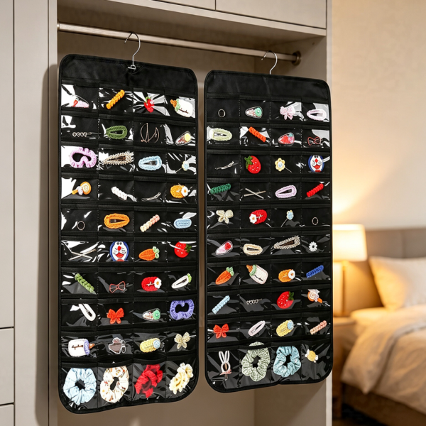 80-Pocket Open-Top Double-Sided Hanging Jewellery Organiser