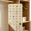 Beige 80-Pocket Metal-Hook Double-Sided Jewellery Organiser