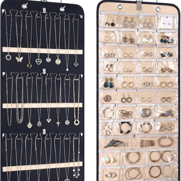 43-Pocket 21-Hook Double-Sided Hanging Jewellery Organiser