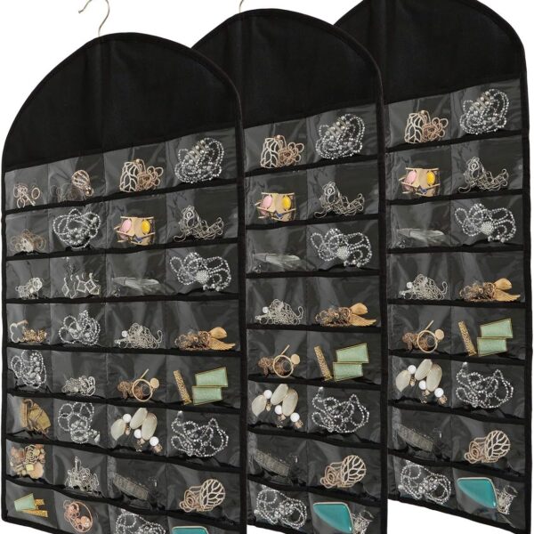 32-Pocket 18-Hook-Loop Double-Sided Hanging Jewellery Set of 3