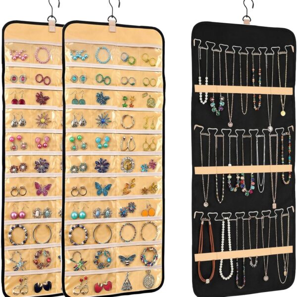 48-Pocket 21-Hook Wall-Mount Hanging Jewellery Set of 2