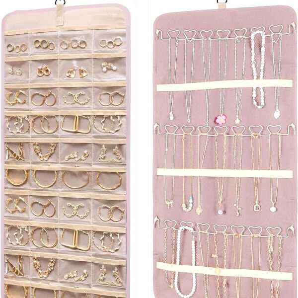 Metal-Hook Pink Large Hanging Jewellery Organiser